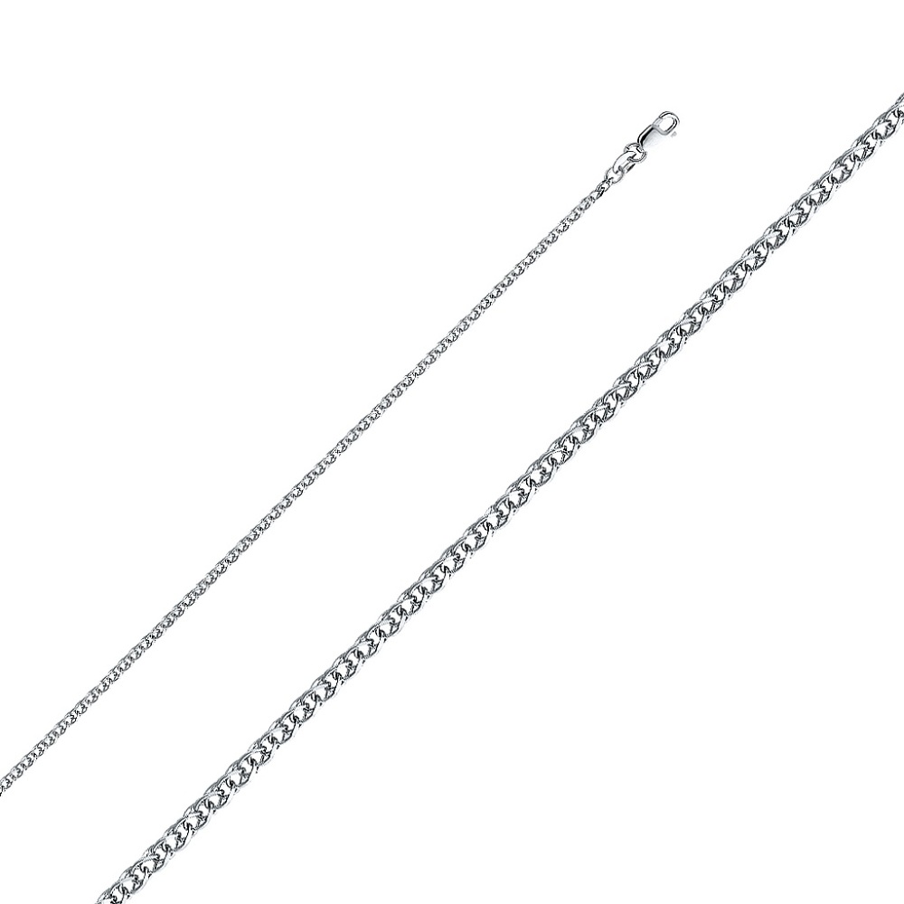 14k White Gold 1.7mm Open Wheat Chain 16" 18" 20" - Picture 1 of 9